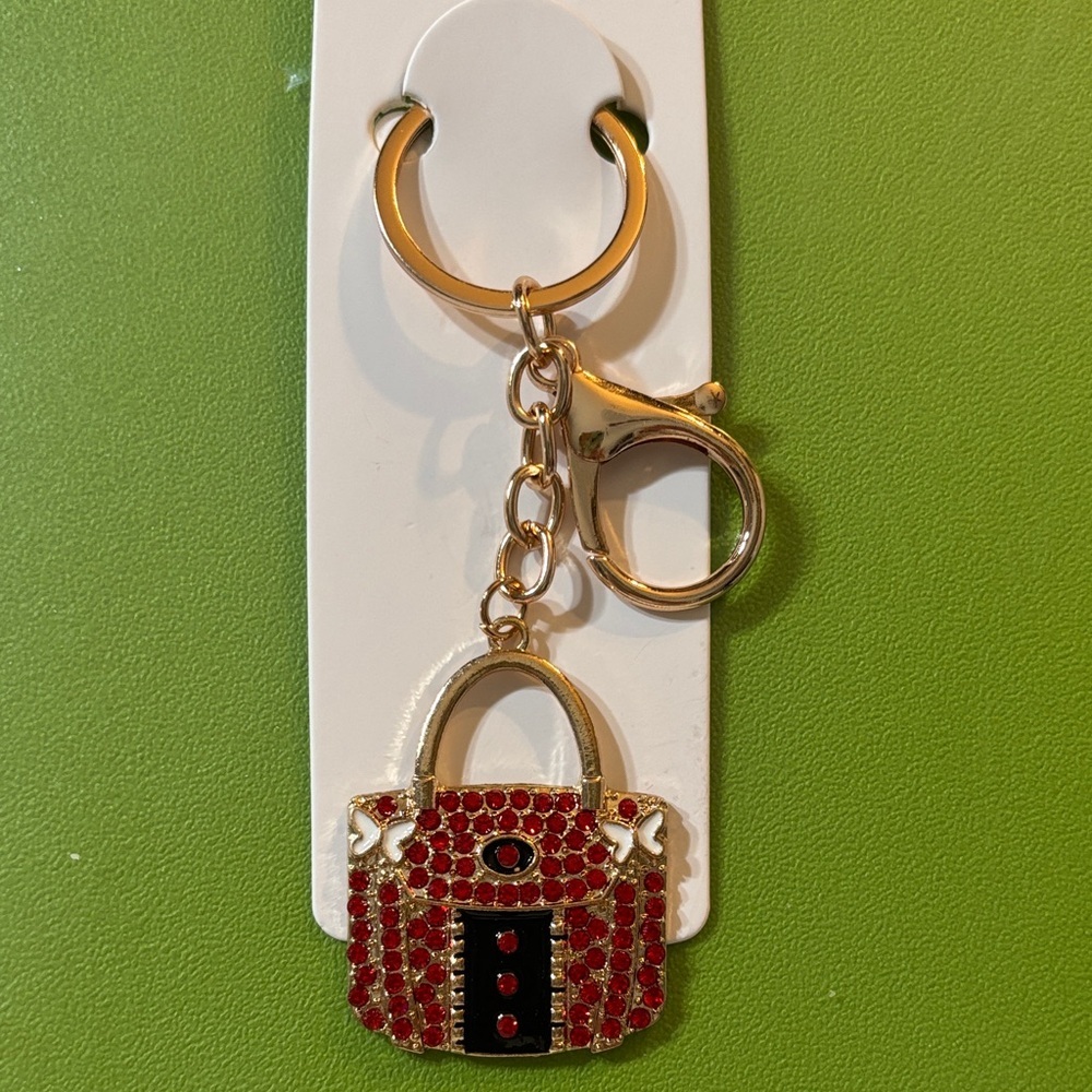 Sparkling Gold and Red Purse Keychain/Bag Charm